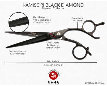 KAMISORI Black Diamond III Professional Haircutting Shears In 6"